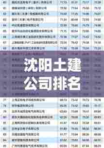 沈阳土建公司排名大揭秘，正规企业榜单不容错过！