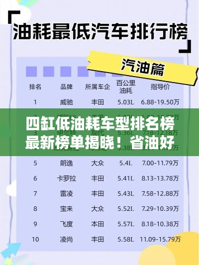 四缸低油耗车型排名榜最新榜单揭晓！省油好车推荐