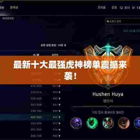 最新十大最强虎神榜单震撼来袭！