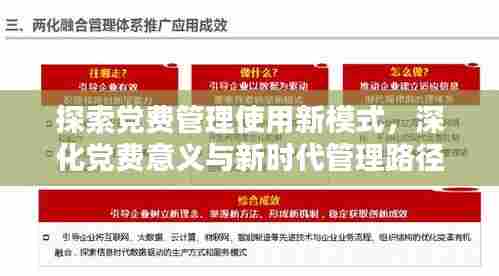 探索党费管理使用新模式，深化党费意义与新时代管理路径