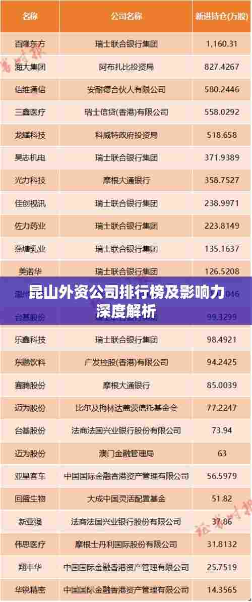 昆山外资公司排行榜及影响力深度解析